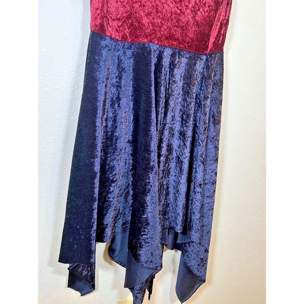 Dark Fairy Costume Overdress Burgundy & Blue Velvet Lace Up Fantasy Ren Faire - Picture 9 of 10